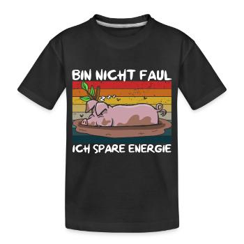 Je ne suis pas paresseux, j’économise de l’énergie, cochon ventru - T-shirt bio Premium Enfant - noir - Devant