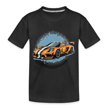 Futuristische Geschwindigkeit: Schnittiger Rennwagen in Bewegung - Kinder Premium Bio T-Shirt - Schwarz - Vorne