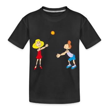 Kids play volleyball - Kids' Premium Organic T-Shirt - black - Front