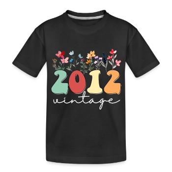 12 ans Vintage 2012 12e anniversaire de filles sauvage - T-shirt bio Premium Enfant - noir - Devant