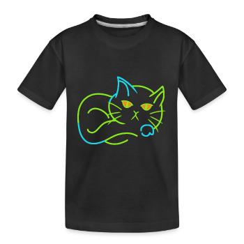 Vintage Katze Retro Stubentiger müde - Kinder Premium Bio T-Shirt - Schwarz - Vorne