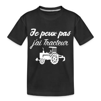 Je peux pas j ai Tracteur - T-shirt bio Premium Enfant - noir - Devant