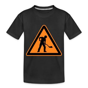 Sign road construction construction site - Kids' Premium Organic T-Shirt - black - Front