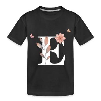 Buchstabe e Wildblumen Aquarelle - Kinder Premium Bio T-Shirt - Schwarz - Vorne
