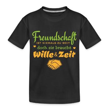 L’amitié n’est jamais trop loin - dire - T-shirt bio Premium Enfant - noir - Devant