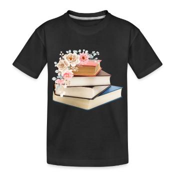 Flowery books - Kids' Premium Organic T-Shirt - black - Front