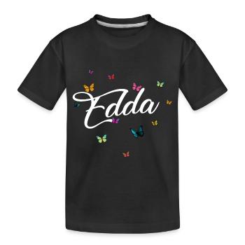 EDDA - Girl's Name with Colorful Butterflies - Kids' Premium Organic T-Shirt - black - Front