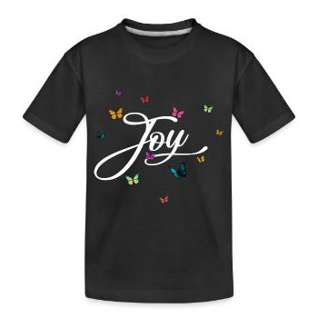 JOY - Girl Name with Colorful Butterflies - Kids' Premium Organic T-Shirt - black - Front