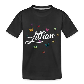 LILLIAN - Nom de fille avec des papillons colorés - T-shirt bio Premium Enfant - noir - Devant