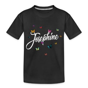 JOSEPHINE - Girl's Name & Colorful Butterflies - Kids' Premium Organic T-Shirt - black - Front