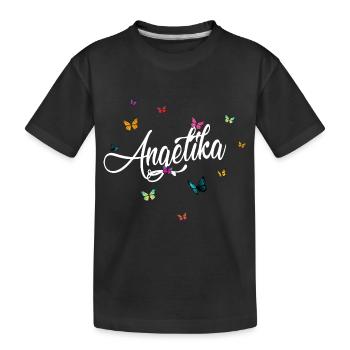 ANGELIKA - Prénom de fille avec des papillons colorés - T-shirt bio Premium Enfant - noir - Devant