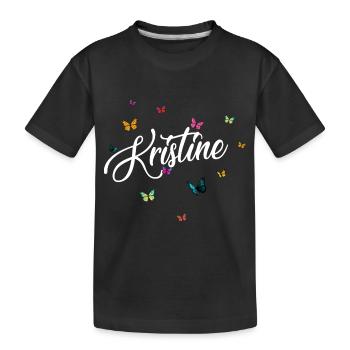 KRISTINE - Mädchen Name mit bunten Schmetterlingen - Kinder Premium Bio T-Shirt - Schwarz - Vorne