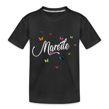 MAREILE - Girl's Name with Colorful Butterflies - Kids' Premium Organic T-Shirt - black - Front