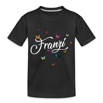 FRANZI - Mädchen Name mit bunten Schmetterlingen - Kinder Premium Bio T-Shirt - Schwarz - Vorne
