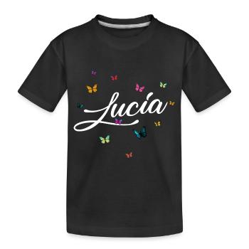 LUCIA - Nom de fille avec des papillons colorés - T-shirt bio Premium Enfant - noir - Devant