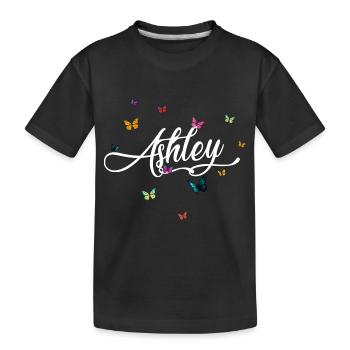 ASHLEY - Nom de fille avec des papillons colorés - T-shirt bio Premium Enfant - noir - Devant