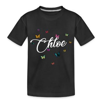CHLOE - Mädchen Name mit bunten Schmetterlingen - Kinder Premium Bio T-Shirt - Schwarz - Vorne