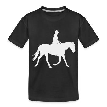 reiterin pferd - Kinder Premium Bio T-Shirt - Schwarz - Vorne