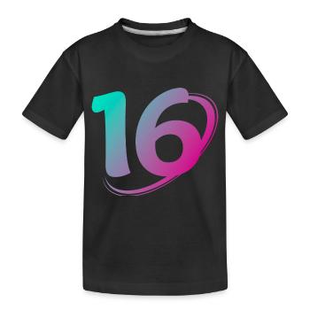 Nummer 16 Mehrfarbig - Kinder Premium Bio T-Shirt - Schwarz - Vorne