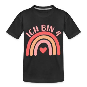 Ich bin 4 niedliche Regenbogen Design Junge Mädche - Kids' Premium Organic T-Shirt - black - Front