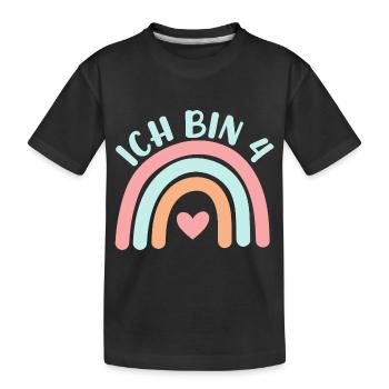 Ich bin4 niedliche Regenbogen Design Junge Mädchen - Kids' Premium Organic T-Shirt - black - Front