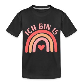 Ich bin 15 niedliche Regenbogen Design Junge Mädch - Kids' Premium Organic T-Shirt - black - Front