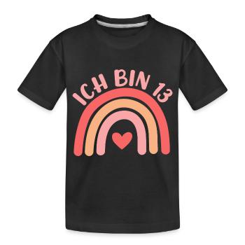 Ich bin 13 niedliche Regenbogen Design Junge Mädch - Kids' Premium Organic T-Shirt - black - Front