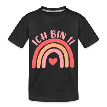 Ich bin 11 niedliche Regenbogen Design Junge Mädch - Kids' Premium Organic T-Shirt - black - Front