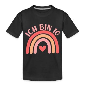Ich bin 10 niedliche Regenbogen Design Junge Mädch - Kids' Premium Organic T-Shirt - black - Front