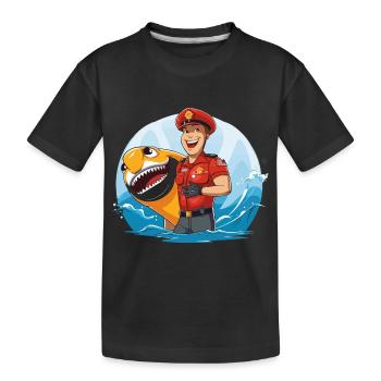 Rettungsschwimmer Flosse - Kinder Premium Bio T-Shirt - Schwarz - Vorne