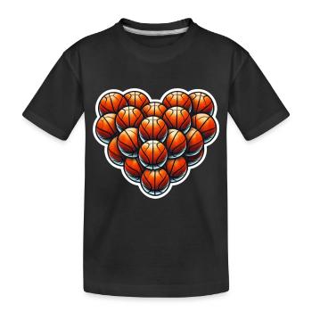 Heart of basketballs for basketball fans - Kids' Premium Organic T-Shirt - black - Front