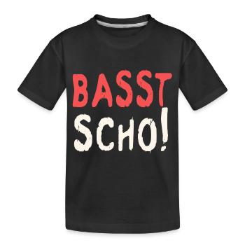 Basst scho rot baige text - Kinder Premium Bio T-Shirt - Schwarz - Vorne