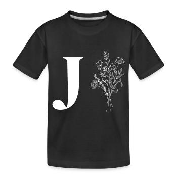 Minimalistische Blumen - Kinder Premium Bio T-Shirt - Schwarz - Vorne