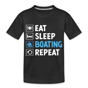 Essen, Schlaf, Bootfahren, Paddelboot - Kinder Premium Bio T-Shirt - Schwarz - Vorne