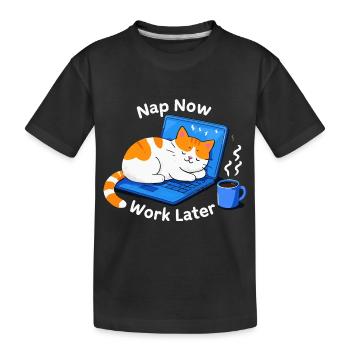 Nickerchen Jetzt später arbeiten - Kinder Premium Bio T-Shirt - Schwarz - Vorne