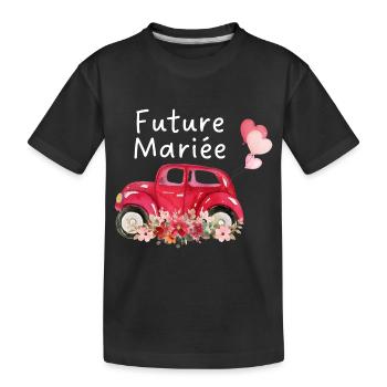 Future mariée voiture mariée floral - T-shirt bio Premium Enfant - noir - Devant