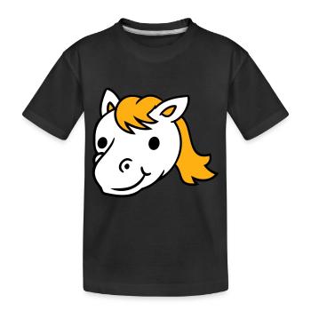 Cheval Mignon Poney Poulain Cheveux longs Mignon Bande dessinée - T-shirt bio Premium Enfant - noir - Devant