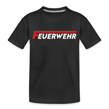 Feuerwehr Flammenlogo Rot Weiß - Kinder Premium Bio T-Shirt - Schwarz - Vorne