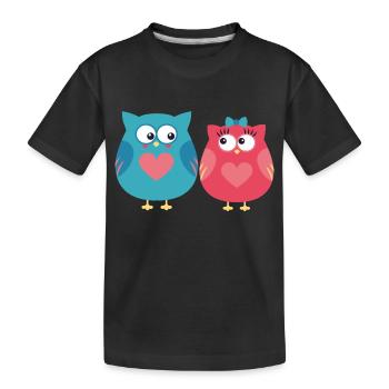 Eulen - Kinder Premium Bio T-Shirt - Schwarz - Vorne