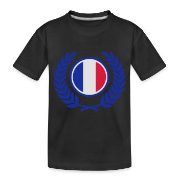 France (drapeau et couronne de laurier) - T-shirt bio Premium Enfant - noir - Devant