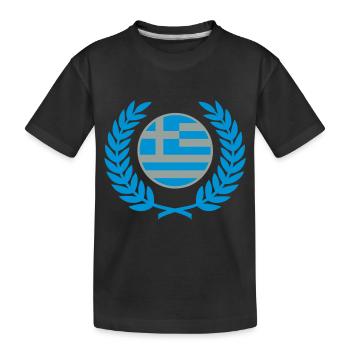 Grèce (drapeau et couronne de laurier) - T-shirt bio Premium Enfant - noir - Devant