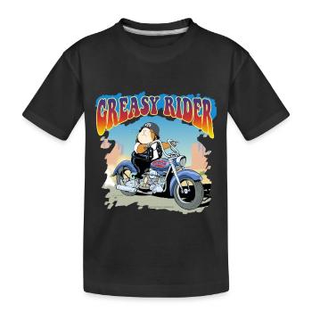 Greasy Rider - Kinder Premium Bio T-Shirt - Schwarz - Vorne