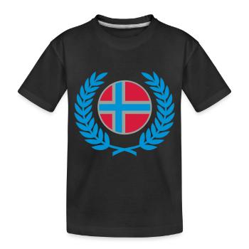 Norvège (drapeau et couronne de laurier) - T-shirt bio Premium Enfant - noir - Devant