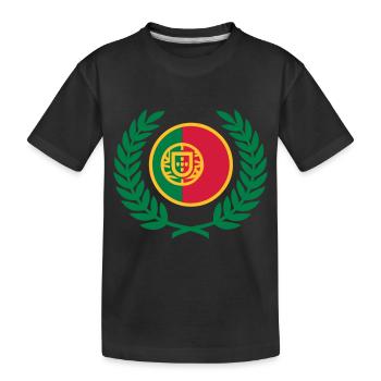 Portugal (flag & laurel wreath) - Kids' Premium Organic T-Shirt - black - Front
