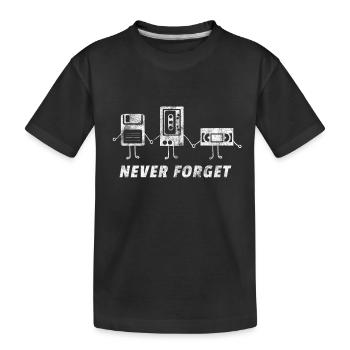 Never forget Kassette Kassetterekorder Disketten - Kinder Premium Bio T-Shirt - Schwarz - Vorne
