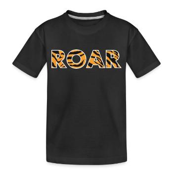 ROAR roar lettering tiger pattern stripes - Kids' Premium Organic T-Shirt - black - Front