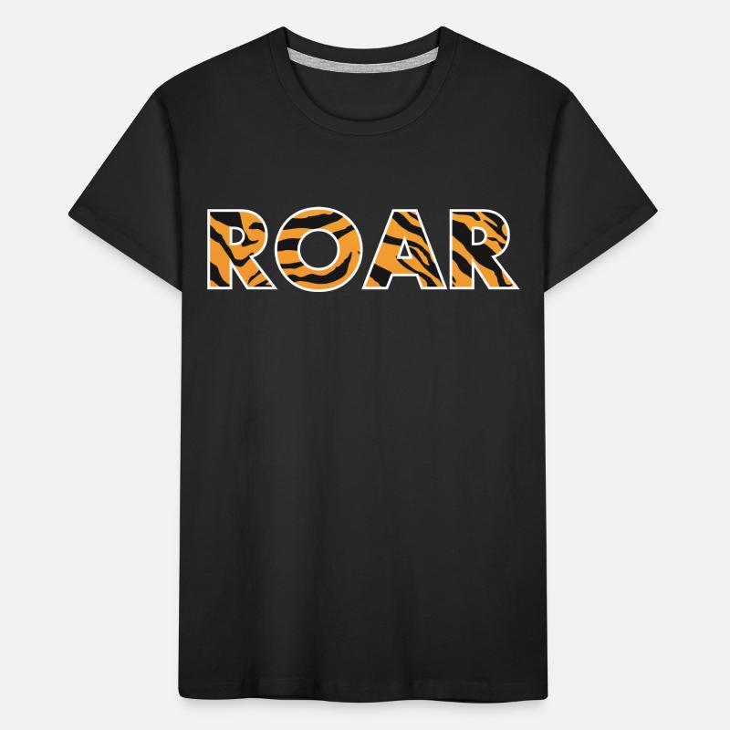 ROAR roar lettering tiger pattern stripes Kids' Premium Organic T-Shirt