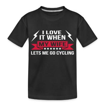 Ma femme va faire du vélo - T-shirt bio Premium Enfant - noir - Devant
