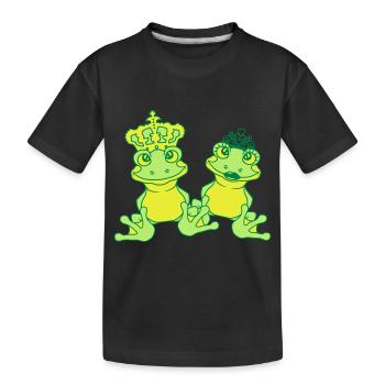prinz koenig froschkoenig paar paerchen liebe verl - Kinder Premium Bio T-Shirt - Schwarz - Vorne