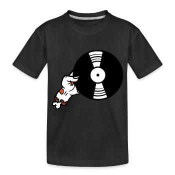 dj vinyl platte club musik auflegen disko party fe - Kinder Premium Bio T-Shirt - Schwarz - Vorne